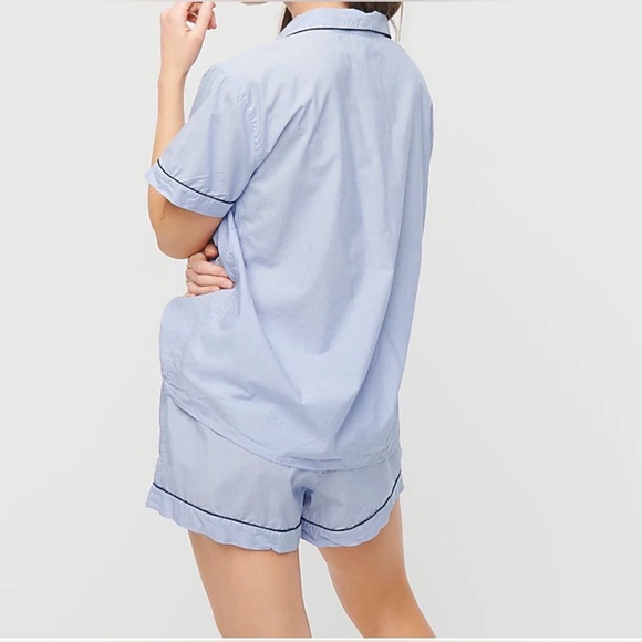 J.Crew End On End Women’s Cotton Blue Short Sleeve Pajama Set Size S - Picture 2 of 13